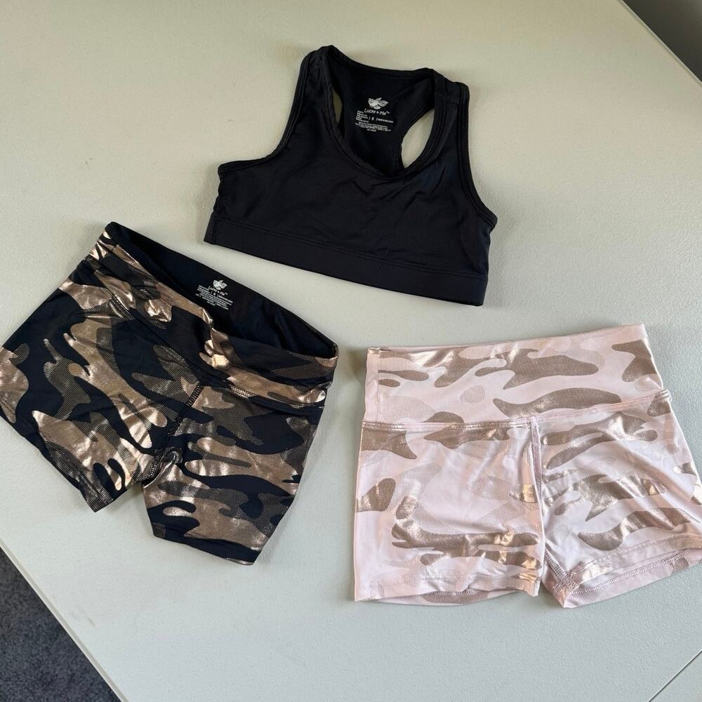 Lucky & Me Girls Amira High Waist Dance Shorts & Sports Bra Set size 6